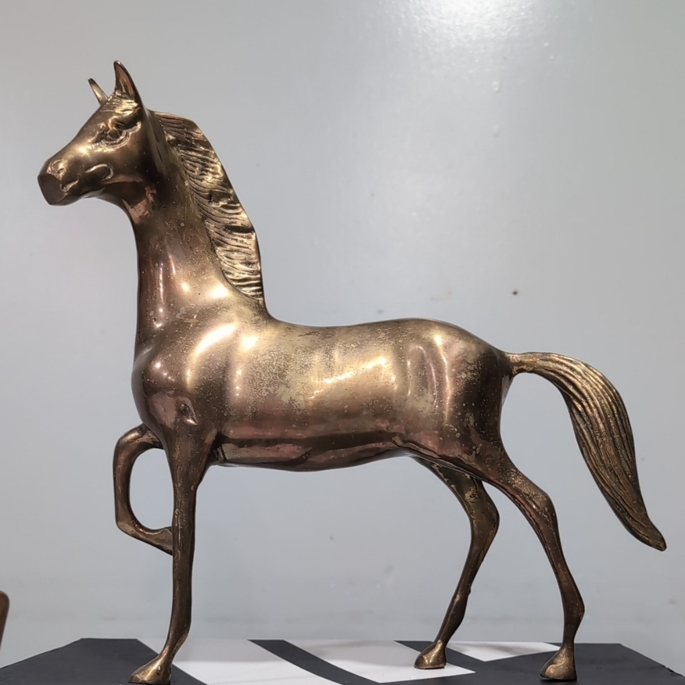 Vintage Solid Brass Horse Equine Figurine Very Large 1950s